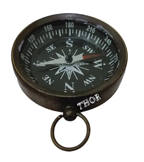 Vintage Black Compass Collectible Brass Flat Compass  Pocket Astrolabe For Key Chain Compass brass pocket  Decor Gift