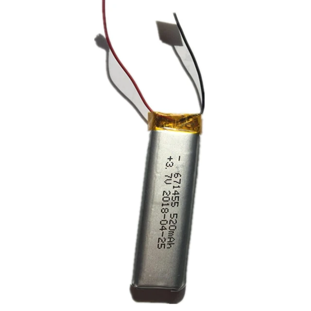 Перезаряжаемый литий-полимерный аккумулятор 3,7 в 520 мАч 671455