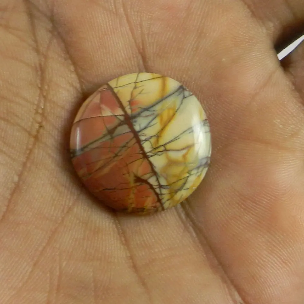 Best Quality 5.29 gms Natural Red Creek Jasper 25mm Round Cabochon gemstone for jewellery
