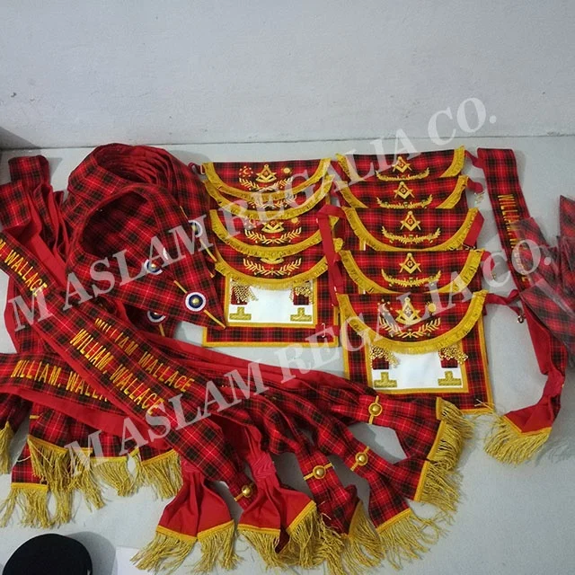 Scottish rite WM Apron Collar Sash Tie Collection pouch complete set