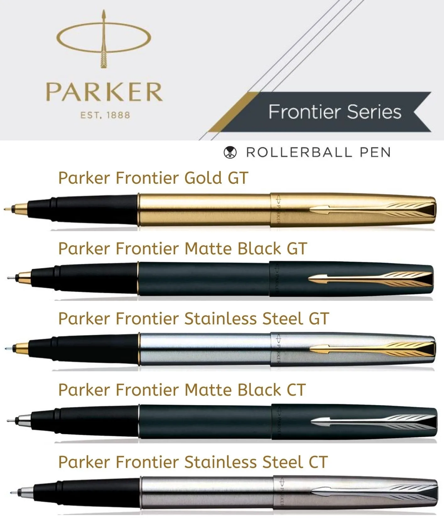 High Quality Business Executive Pen Luxury Gold Plating Metal  & Matte Black Finish Parker Roller Ball Pens