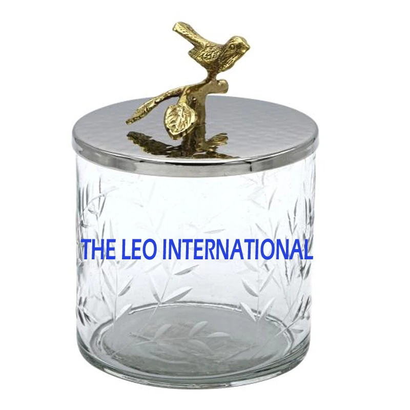 luxury Brand new glass gold plated canister sets for kitchen