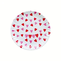 Reusable and Indoor Outdoor Use Valentines Day  Heart Pattern 10.5 Inch Melamine Dinnerware Party Paper Plate