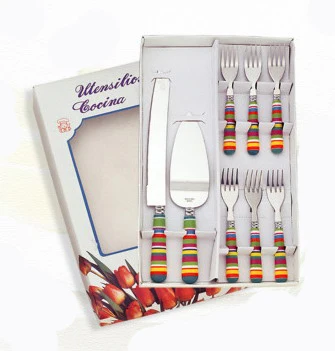 
Yangjiang Factory Wedding set printed PS handle stainless steel flatware cake shovel bread knife Cake server 