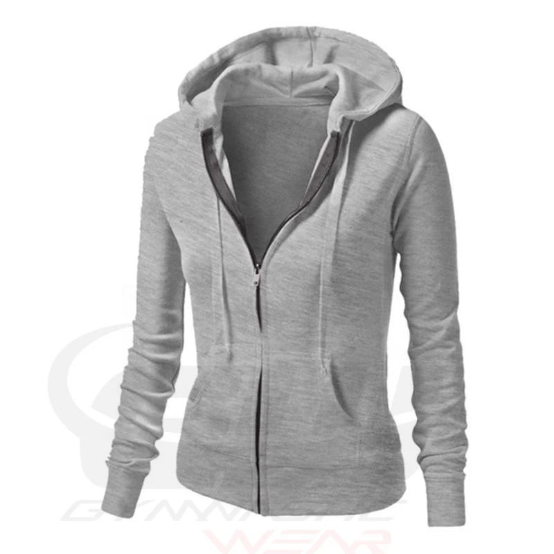New LATEST Style Custom Gym Hoodie Plain Zipper 100% Cotton Fleece Hoodies for Women