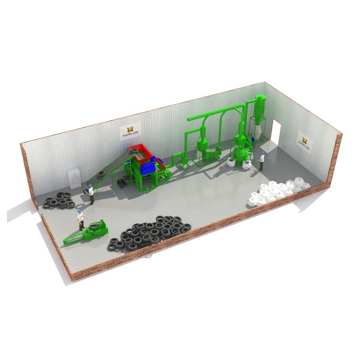 Used car tires recycling plant ATR-500 for used tires processing and extract metal and textile cords