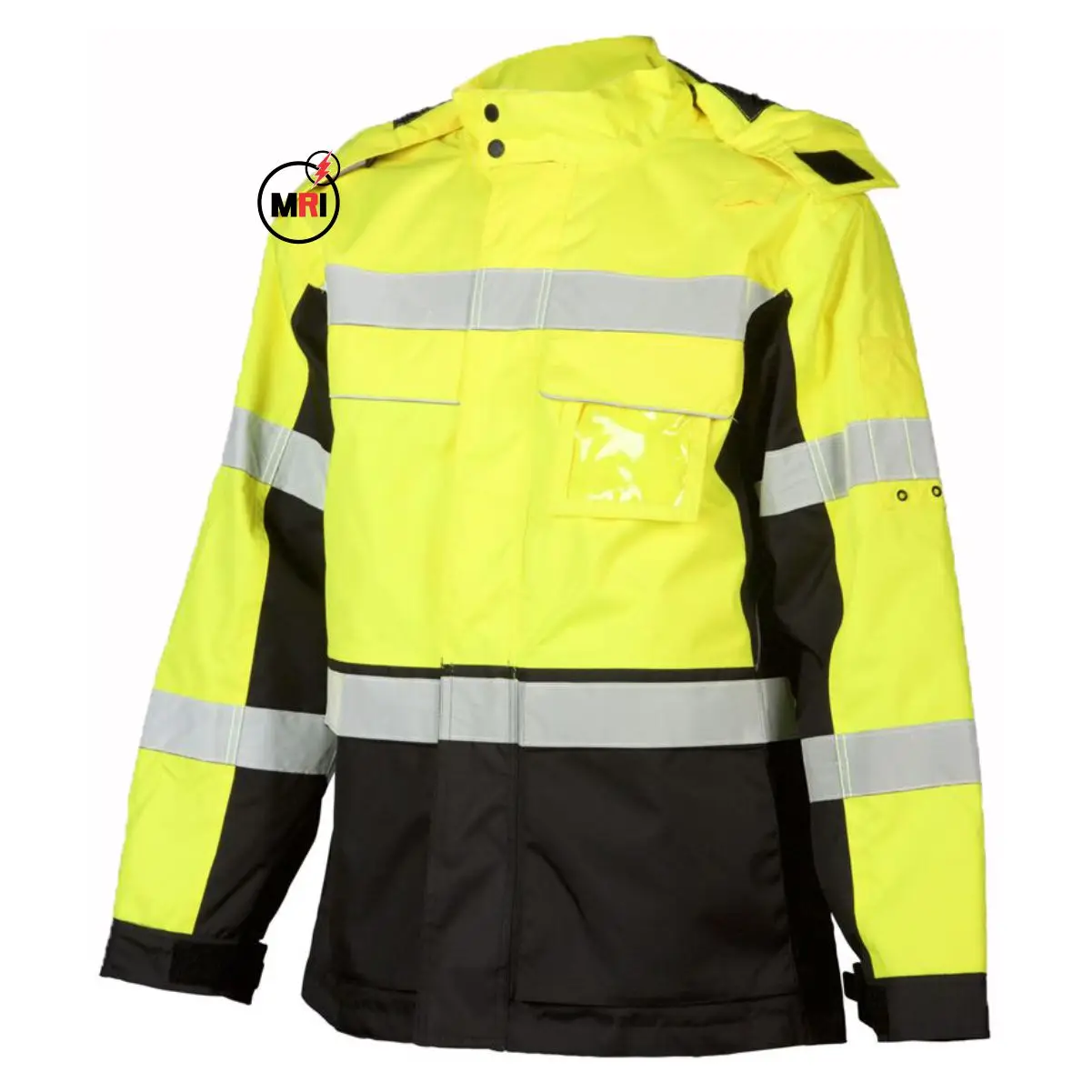
Wholesale split style pvc high visibility adult reflective safety raincoat jacket streetwear with hood 