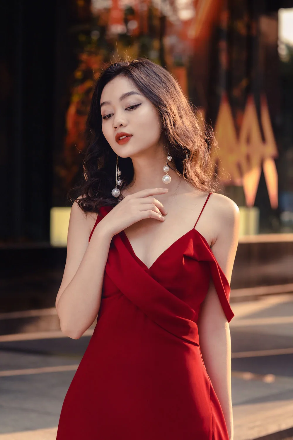 New arrivals cross over V neck bust pretty burgundy maroon midi dresses for woman party prom night out Made in Vietnam