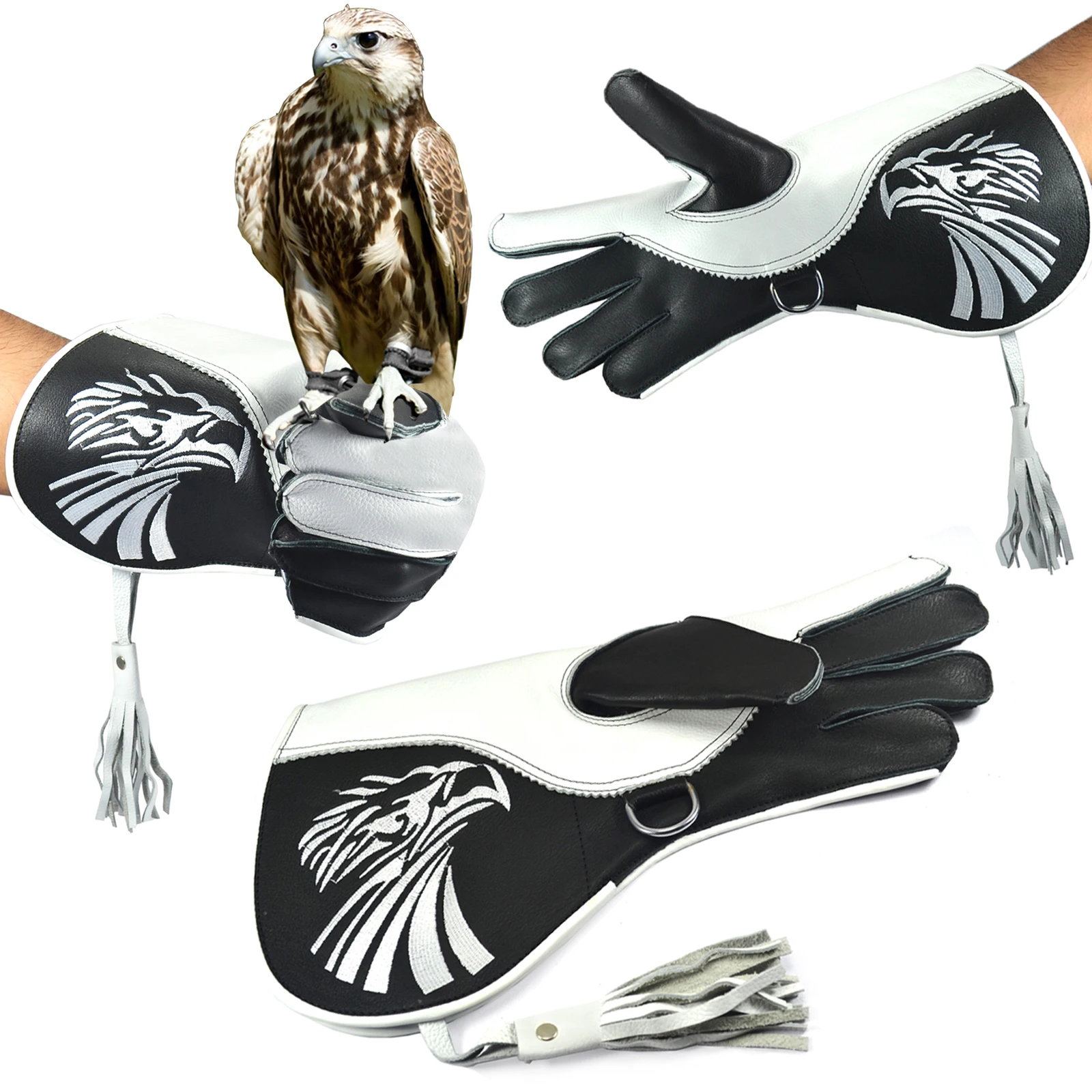 
Falconry Gloves Shinny Leather Black Outdoor Shooting Eagle Hunting Birds Animal Trap COW Leather SIFG-1120 Durable Custom 50pcs 