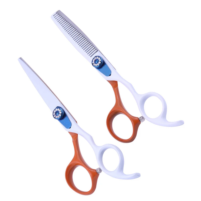 
Professional-Hair-Cutting-Shears White Orange Barber Cutting Tools Hairstylist Hair Dresser Head Shears Scissors 