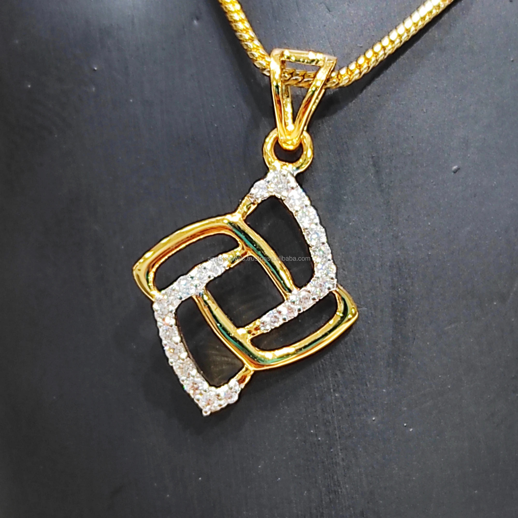 Diamond Necklace Pendant Jewelry Gold New Designer Real Natural 14K Solid Birthday for Women Yellow Pendants or Charms Gift