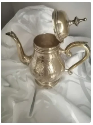 Винтажные EPNS золотые латунные чайные кофейные Кава блестящий золотой набор из 3 выгравированных подарочных наборов на свадьбу корпоративный домашний декор