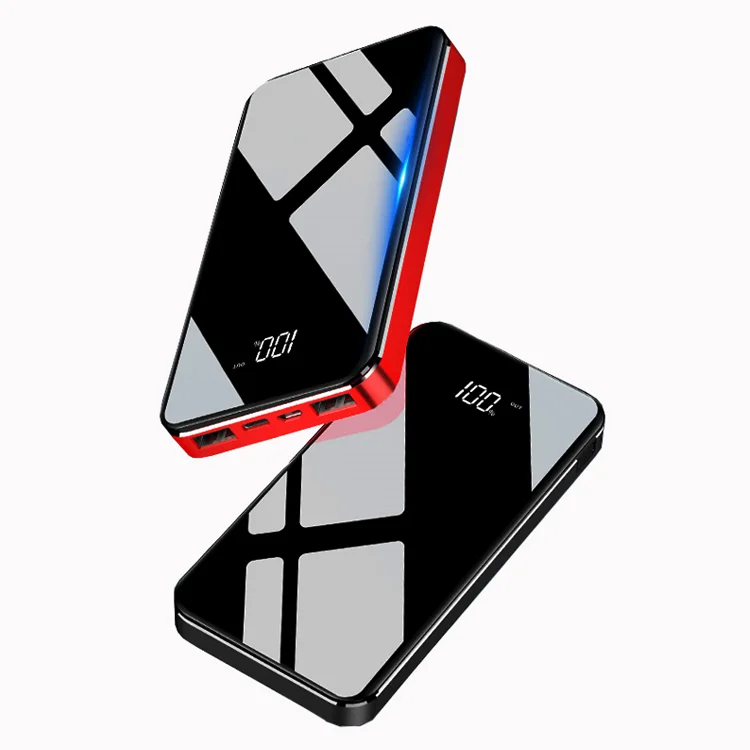 High-end mirror metal mobile power bank digital 10000mah cheap power banks