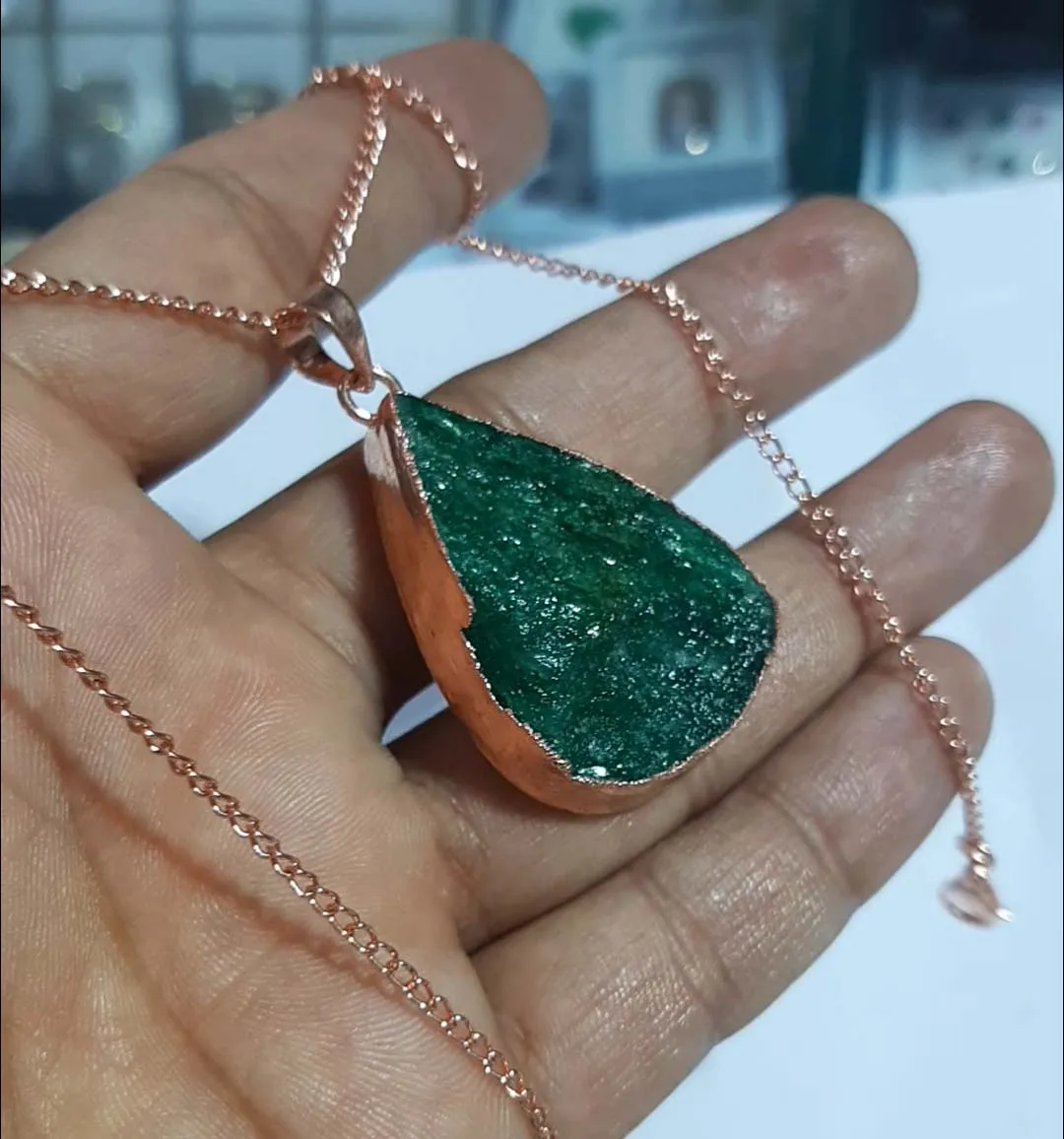 Aqua chalcedony gold vermeil pencil pendant