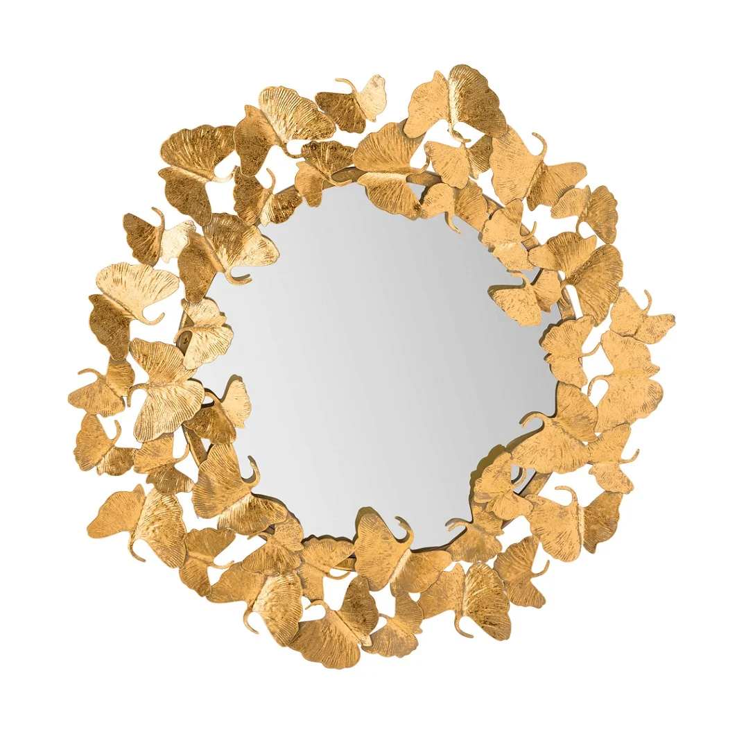 Iron Gold Butterfly Mirror Metal Butterfly Wall Decorative Mirror Butterfly Accent Mirror