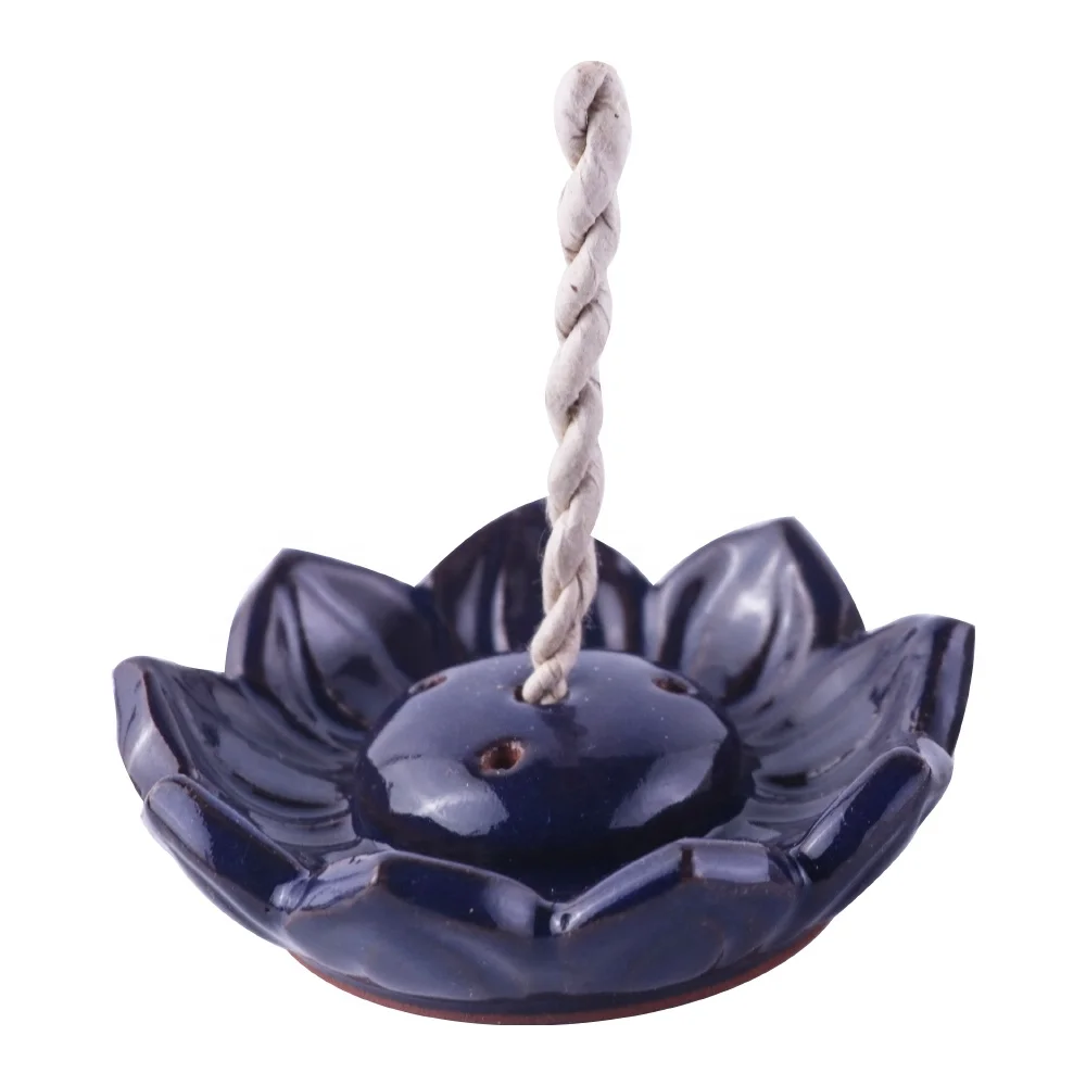 Amazon Hot Selling  Aesthetic Lotus Design Ceramic Incense Burner  For Gifts And Home Decoration Stick/Rope Incense Holder