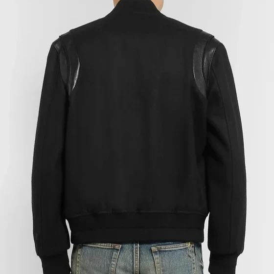 Baseball Jacket Blank Wool Body Leather Sleeves School College Letterman Jacket