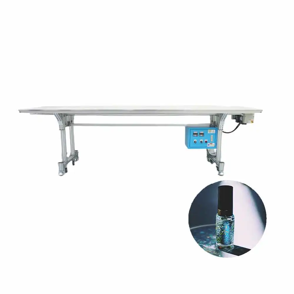 
conveyor parts conveyor belt vulcanizing cosmetics products jars 