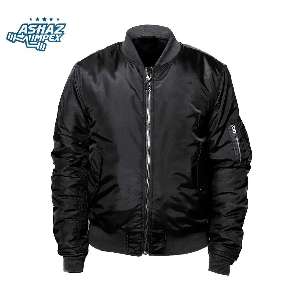 Лидер продаж 2021 оптовая продажа нейлоновая летная куртка-бомбер черные куртки-бомбер на заказ Ashaz Impex