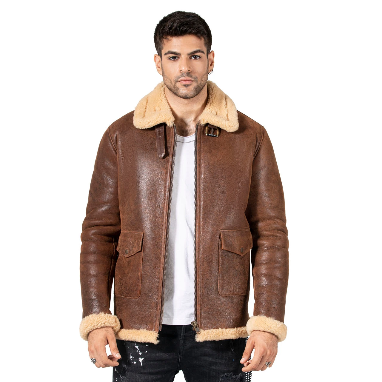 Calfskin Aviator Bomber Leather Jacket