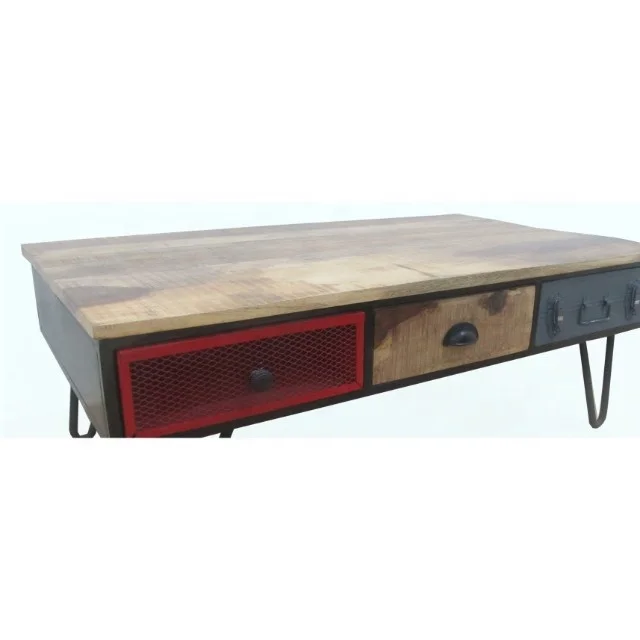 Indian Industrial Wood on Top Coffee Table, Computer Table, Multi Color Storage and TV Table