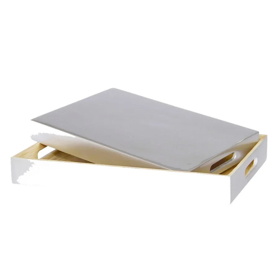 Best choice bamboo serving tray box customized solid color bamboo tray with handle and cover