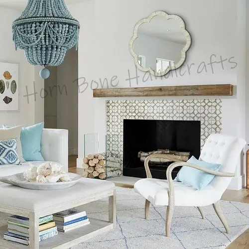 High Quality Home Decor Bone Inlay Round Photo Frame Home Interior Wall Hanging Bone Inlay Mirror Frame For Bedroom And Bathroom