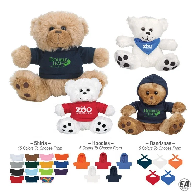 wholesale sublimation plush teddy bear t shirt Brand your LOGO custom cute stuffed soft teddy bear plush toys