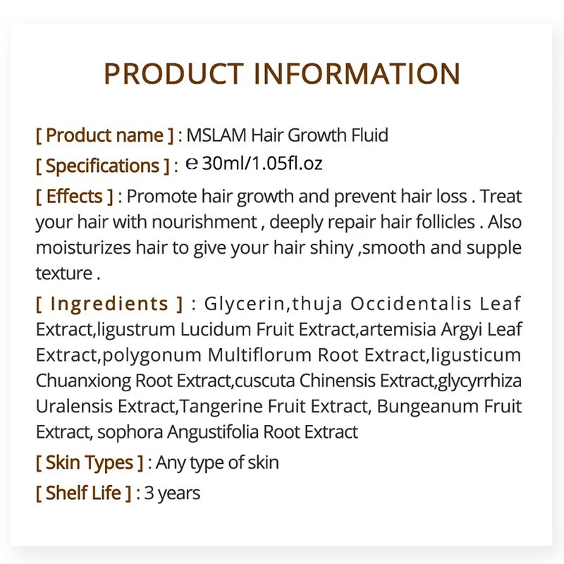 In Stock MSLAM Prevent Hair Loss and Fast Hair Growth Liquid habel Extracts Hair Regeneration Treatment