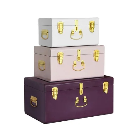 High Quality Trunk Box Unique Design  Blue Color Metal Trunk Box Customized Size and Shape Clothes Storage Box