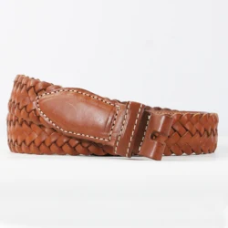 Simple Japanese Style Genuine Leather Elastic Stretch Braided Belts For Women and Men