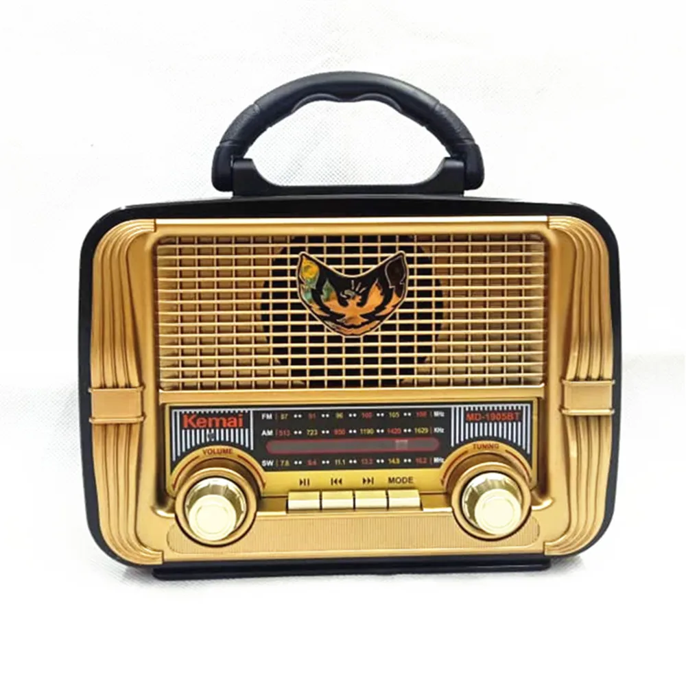Vintage Design Rechargeable Kemai Radio USB/TF MP3 music player Golden Color with High Sensitivity Antenna