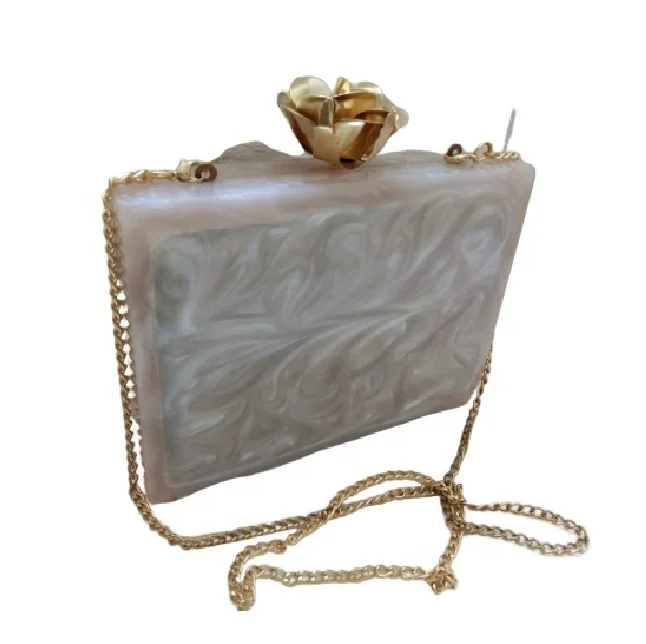 Top Trending Homemade Design Resin Yellow Multiple Shape Hot Selling Clutch Bag Latest Evening Clutch Women Handbag