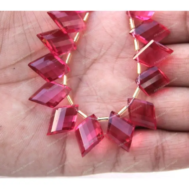 
Ruby Lite Quartz Rhombus shape gemstone hand polished Gems Top drilled Gemstones ruby lite for jewelry Size 10x15 MM 