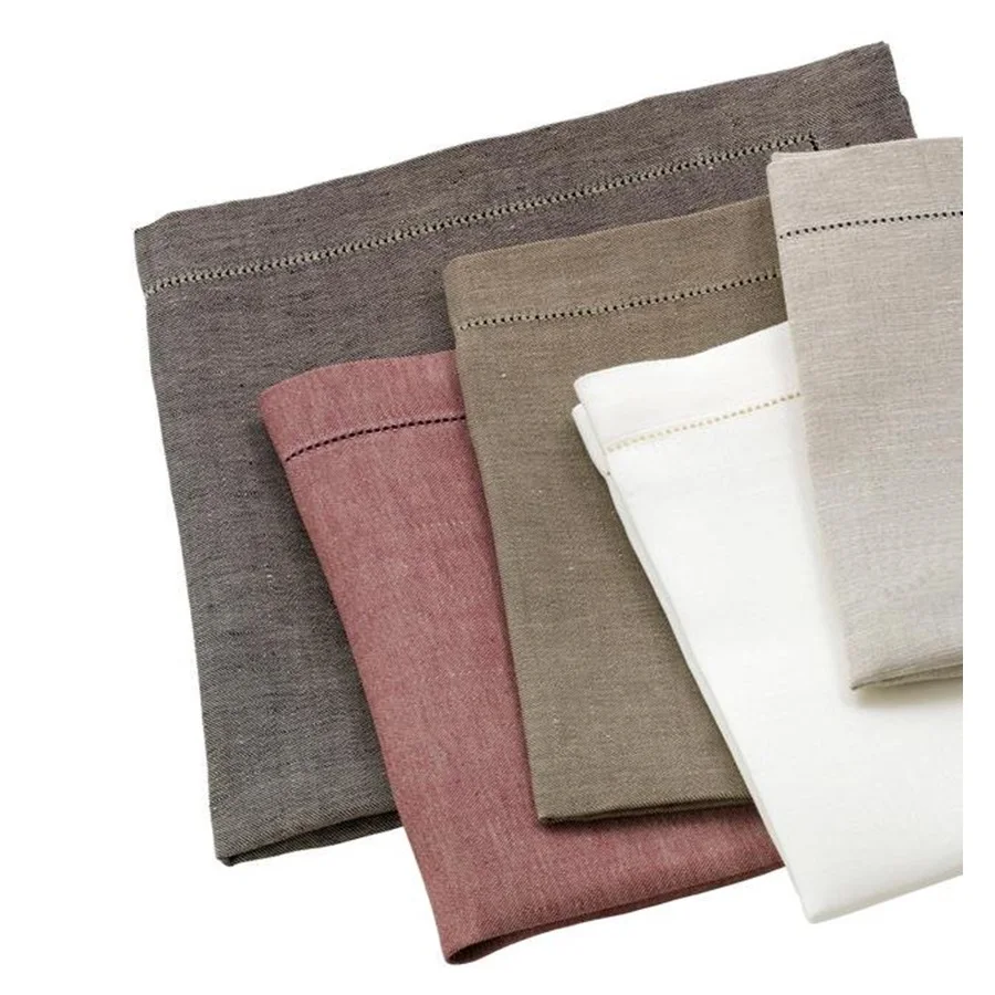 Custom Dinner Napkin 100% Linen Full Color Hemstitch Ladder Table Napkin The Best Quality for Home Hotel Restaurant Events