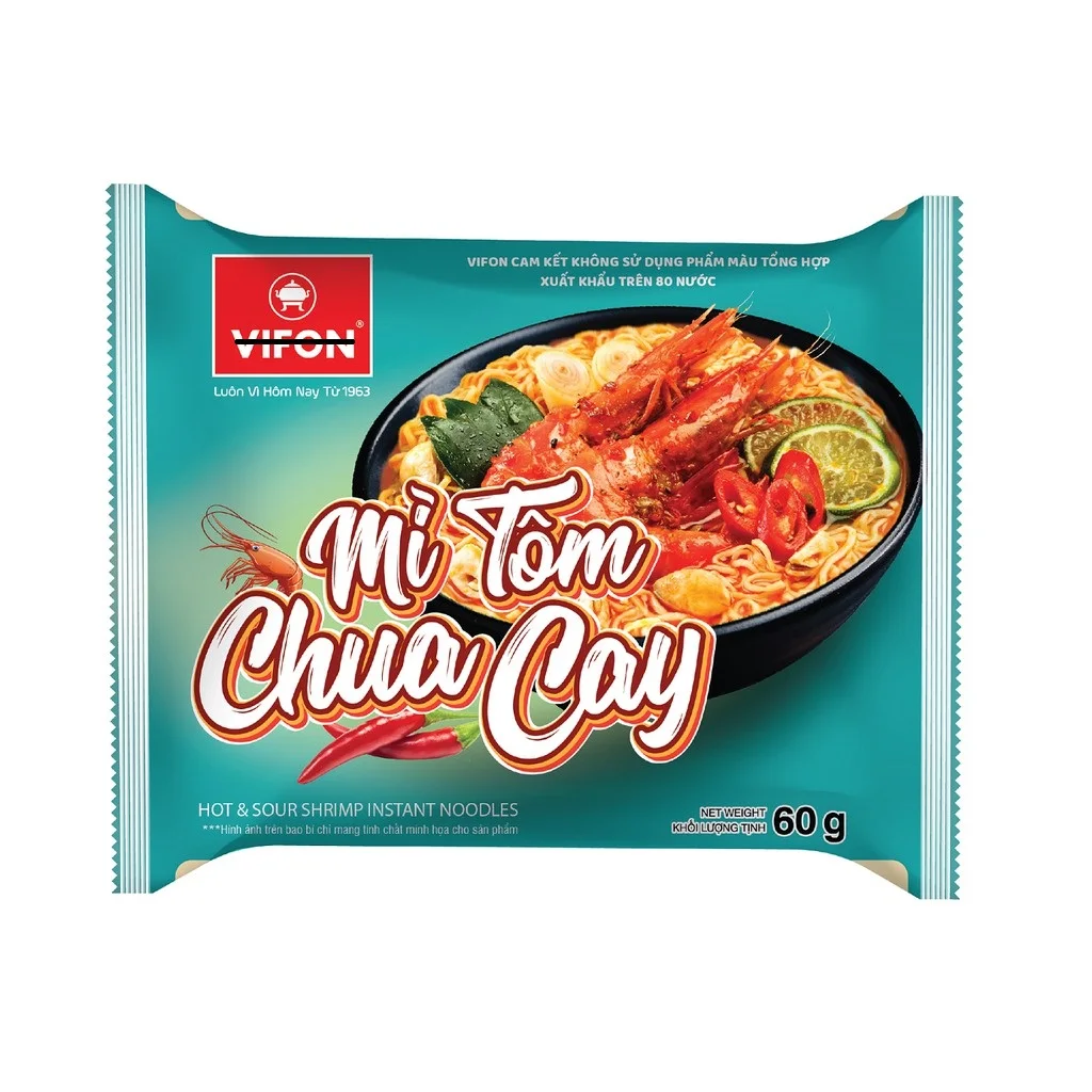 Wholesalers Hot And Sour Shrimp Flavor  Instant Noodles 60g x 30 bags  Viet Nam