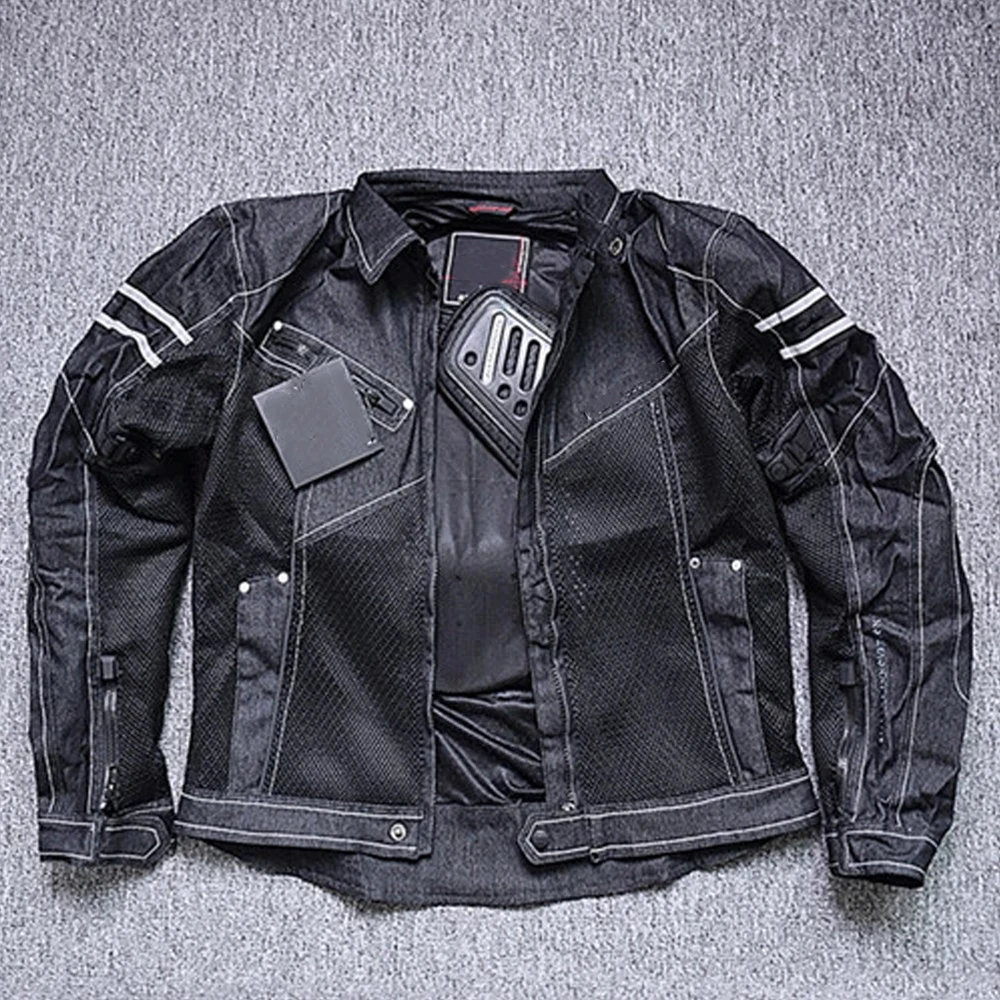 Custom Motorcycle Jacket Men Racing Suit Motocross Jeans Windproof Moto Denim Jackets Protective Gear Removable Liner 2 Colors