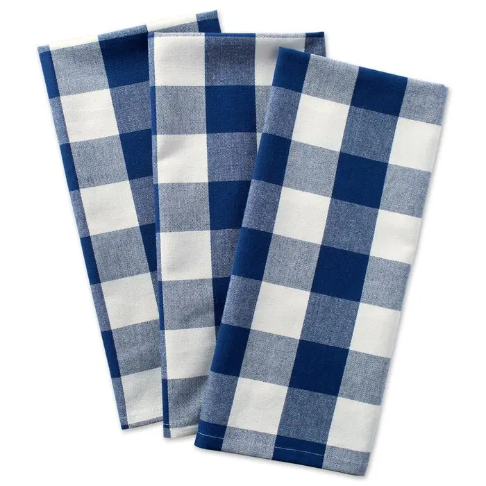 Recycled Cotton cheap price 150gsm woven disposable hanging set checked Embroidered kitchen tea towel dish car wash cloth