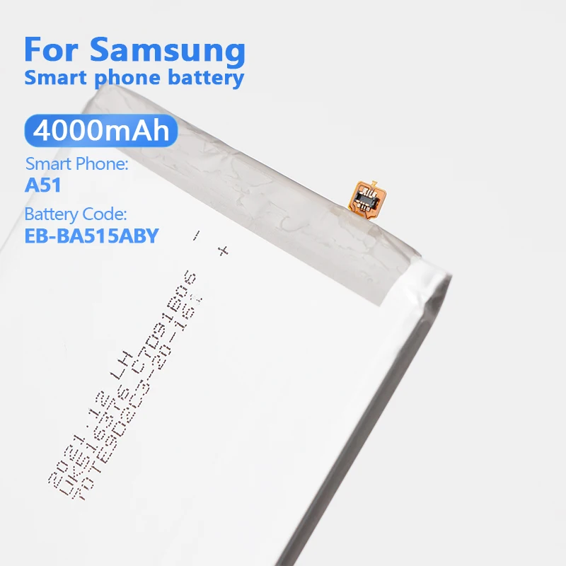 Rechargeable Polymer Li-ion Battery Replacement for Android Smart Phone Samsung A51 EB-BA515ABY 4000mAh 3.85v OEM ODM