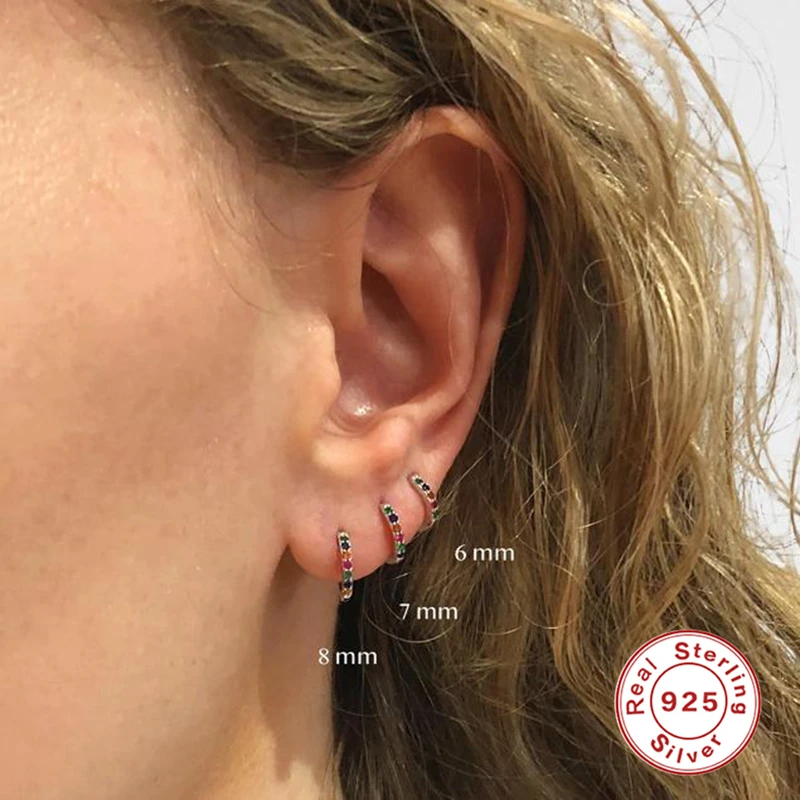 CANNER Factory Wholesale Jewelry 18K Gold Plated 925 Sterling Silver Huggie Colorful Zircon Earrings