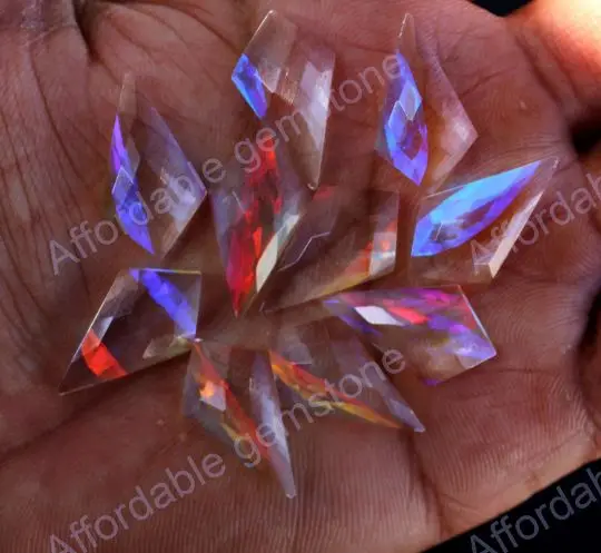 Mystic quartz shield shape stone top drilled gemstones handmade stone jewelry making gemstone mystic quartz jewelry mystic bead