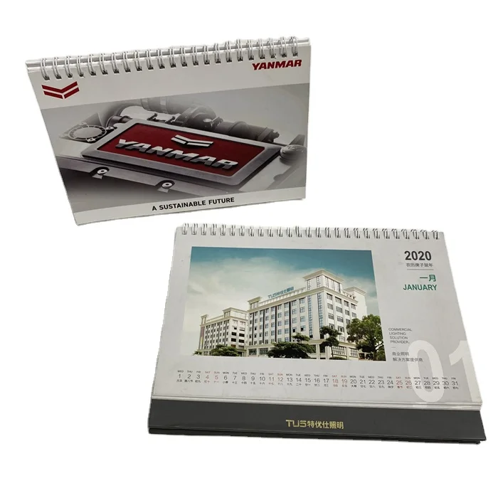 2022 Custom color accepted Wires binding Calendar printing with Notepad special desktop calendar