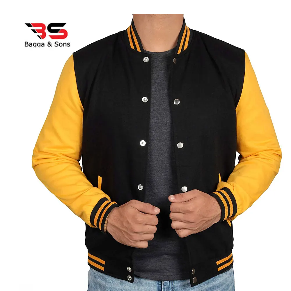 OEM custom leather sleeve embroidery Wholesale Letterman Wool Body And Leather Sleeves Varsity Jacket