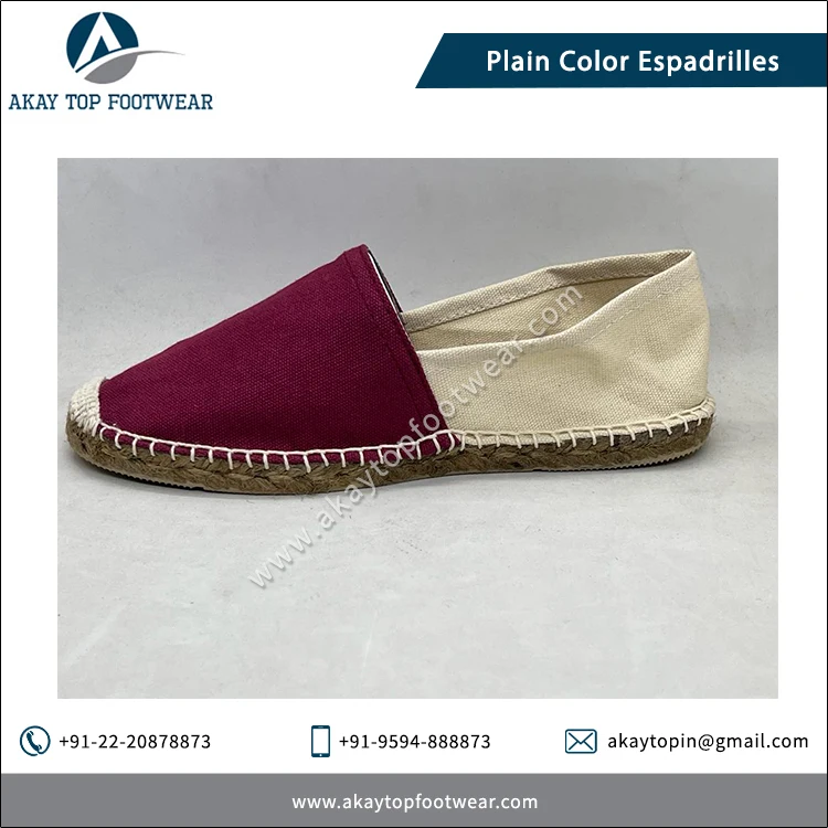 Highest Selling Natural Rubber Made Traditional Design Plain Solid Color Espadrilles Flat Shoes at Low Market Price
