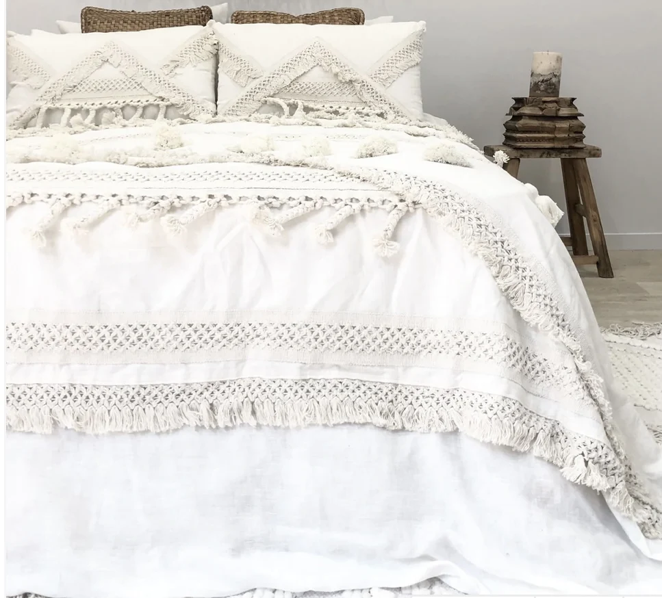 Luxury high quality woven 100% cotton decorative luxe throw blanket