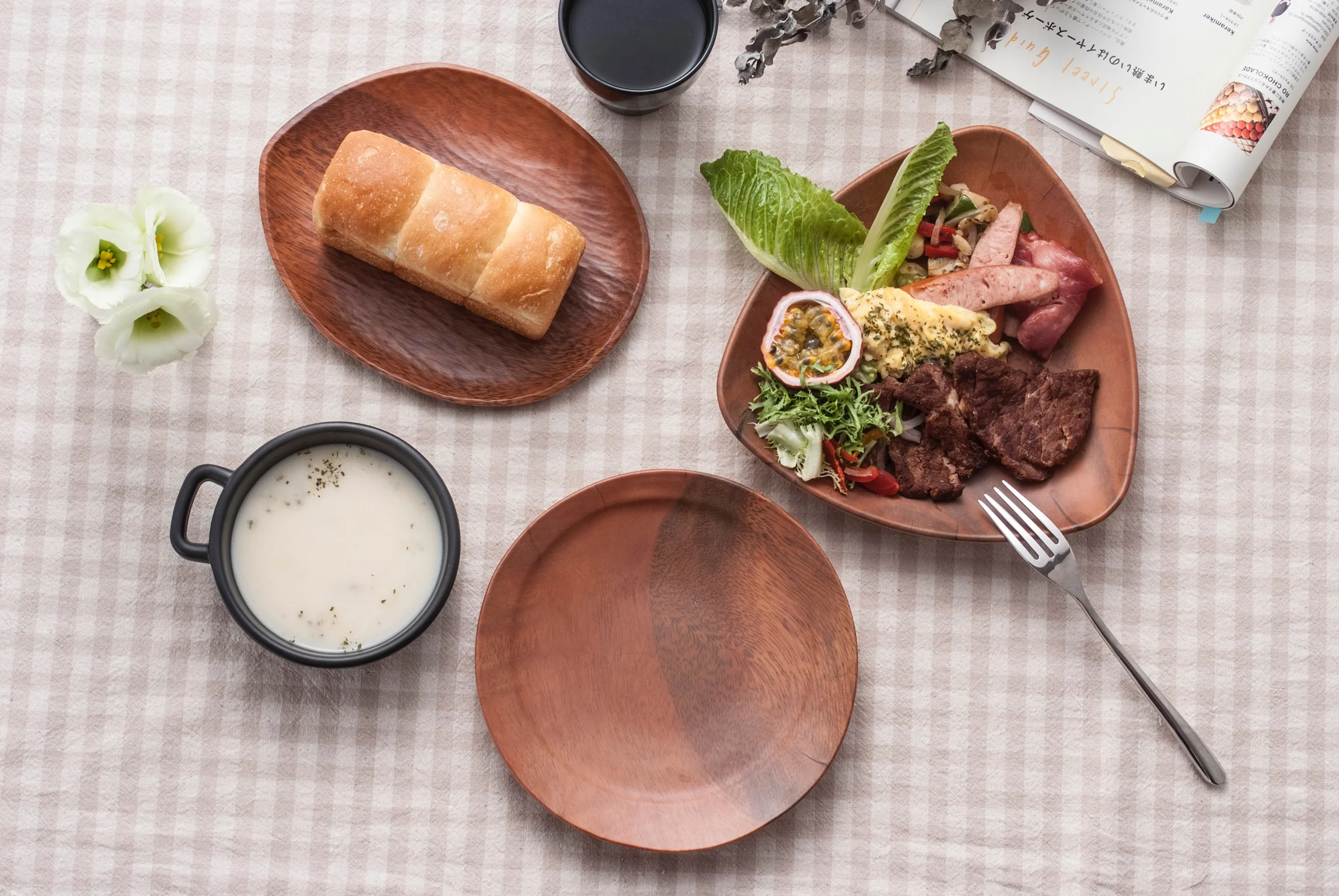 8 Inch Round Melamine Wood Platos Dishes Dinner Plates Sets Dinnerware Plastic Charger Plates