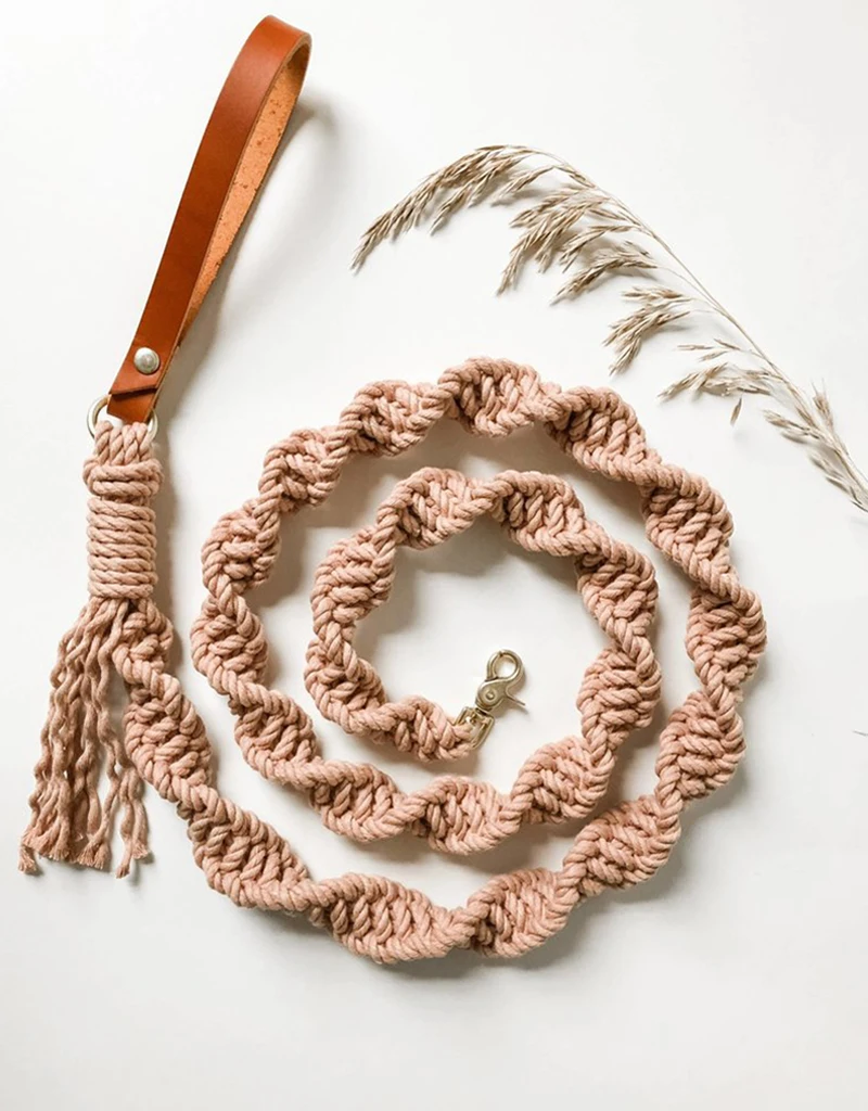 Macrame  Dog Collar And Leash Set Multi Function Dog Accessories Suitable For Dogs Training And Walking