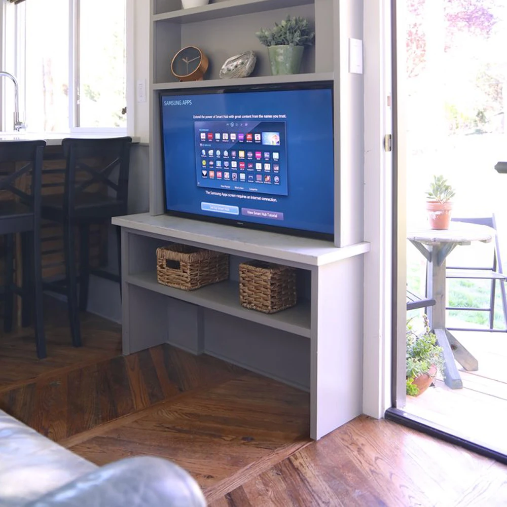 Fu hong portable outdoor luxury mobile prefabricated wooden log cabin tiny home on wheels