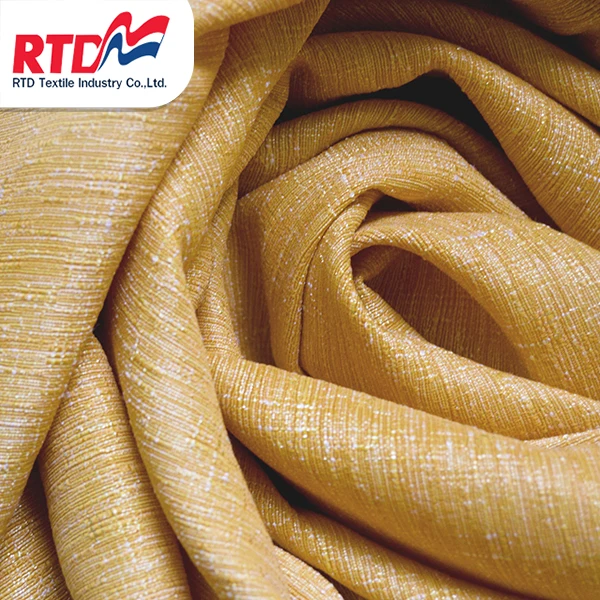 RTD Japanese silk Mix Silver Yarn 100% Polyester Fabric For Women - Golden yellow WP 1184