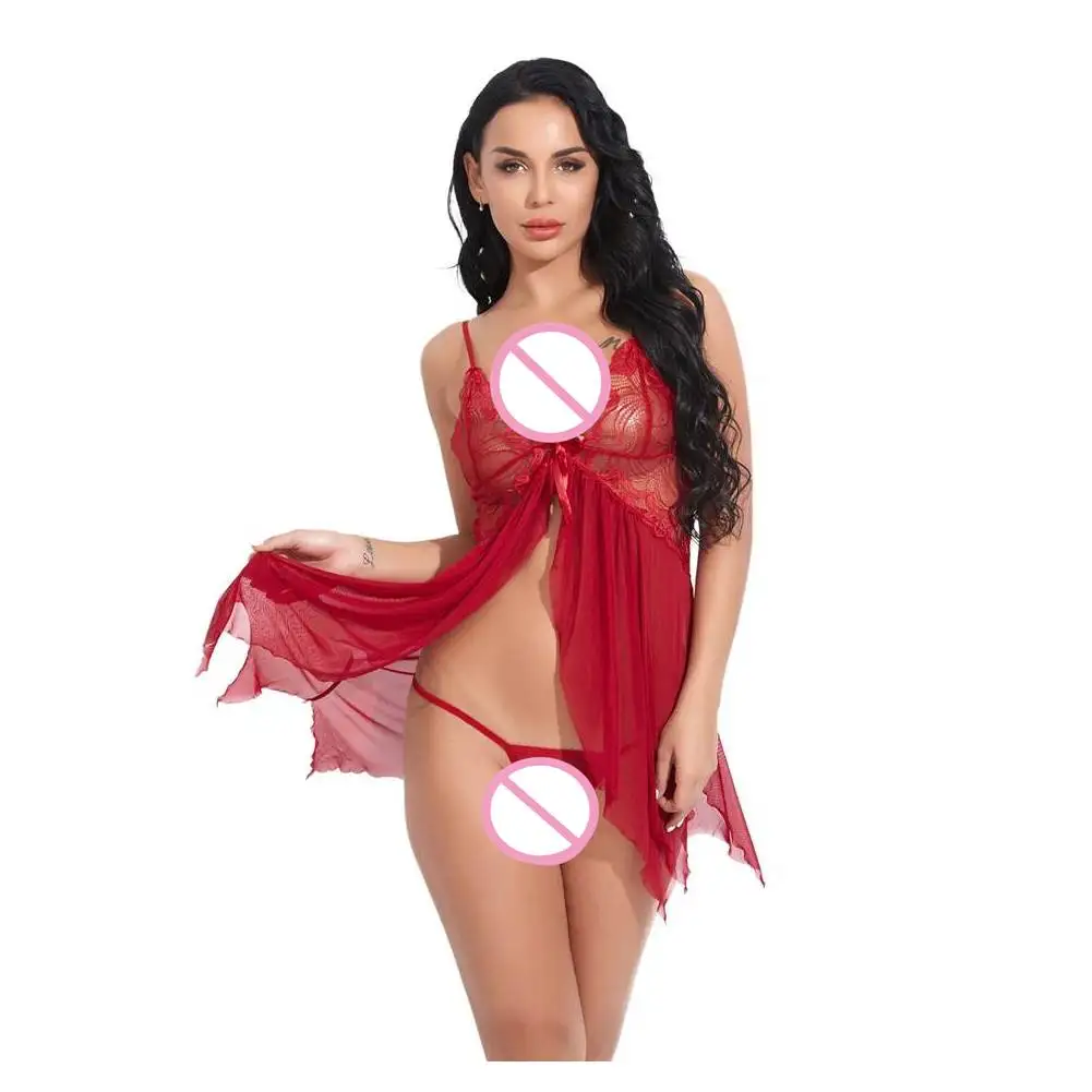 New Arrival Women Nightwear Net Mesh Front Open Out Ladies Transparent Sexy Lingerie Dress